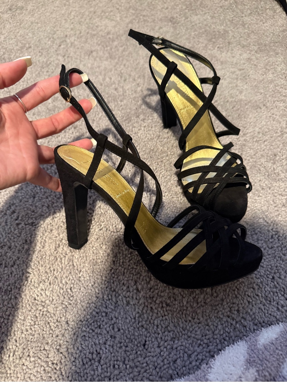 J. Crew Black Strappy Platform Block Heel Sandals